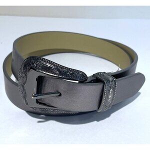 Vince Camuto Women's Western Belt Size Medium Pewter Embossed Buckle Rodeo
